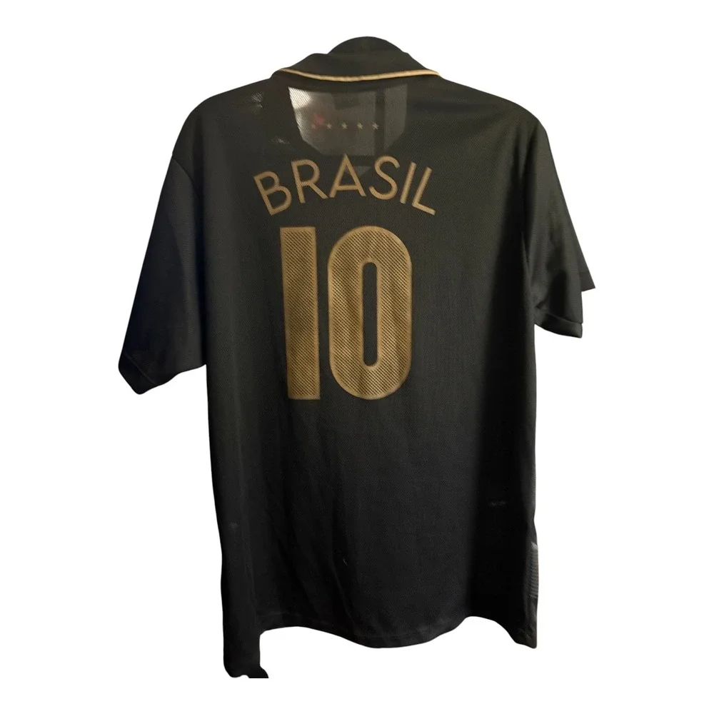 Nike Brazil Brasil Soccer Jersey Men's G Large Black Gold #10 CBF Vintage Y2K
